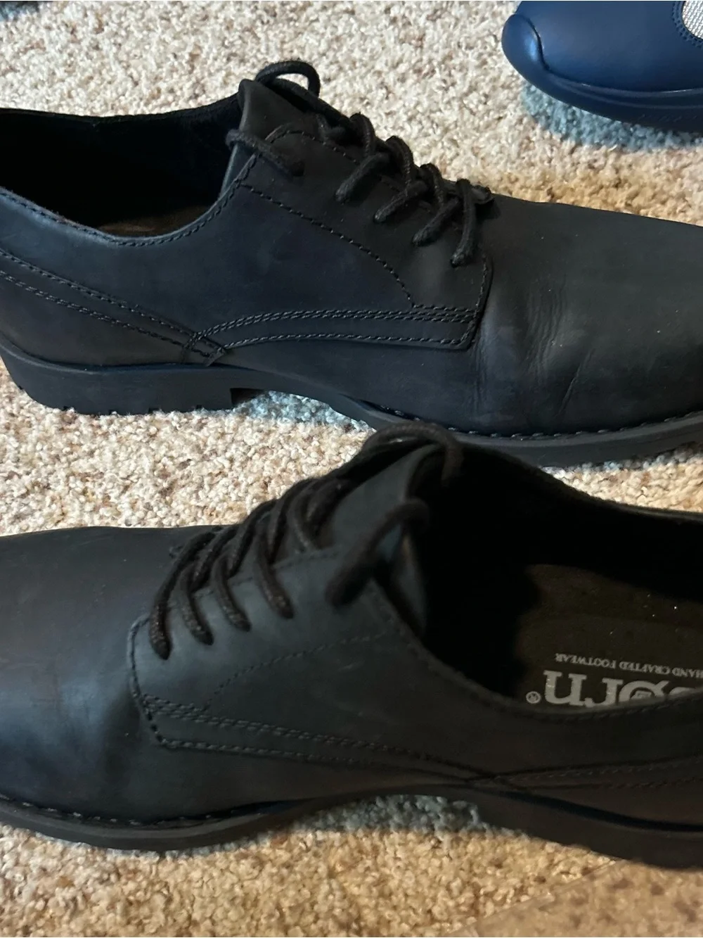 Born Black Leather Briggs Derby Oxford Shoes with Lace-Up Closure Sz13 NEW